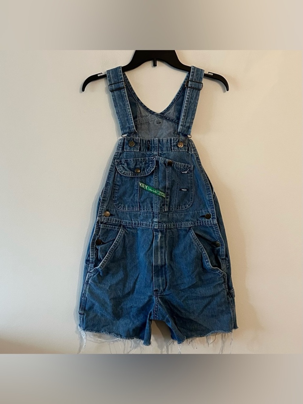 Vintage Key Imperial Overalls Cut Off Shorts Denim Utility Workwear Cotton 30